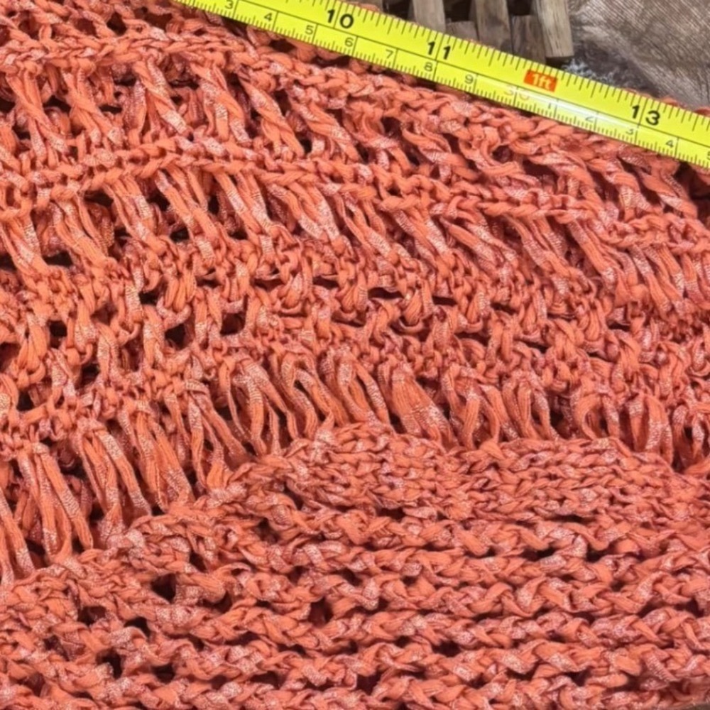 Chicos Coral Open Knit Cropped Cardigan Sweater Shrug Size 3 (XL) - Picture 7 of 7